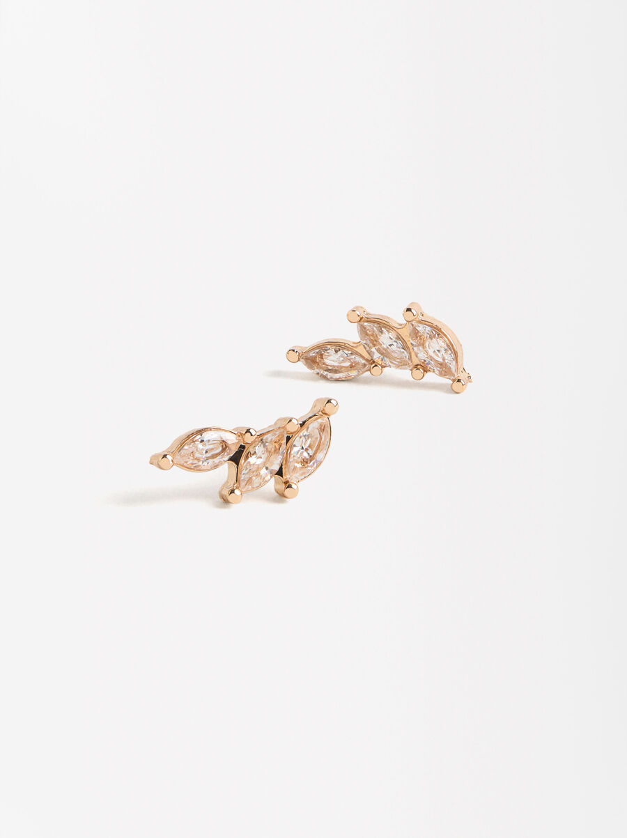 Orecchini foglia con zirconia