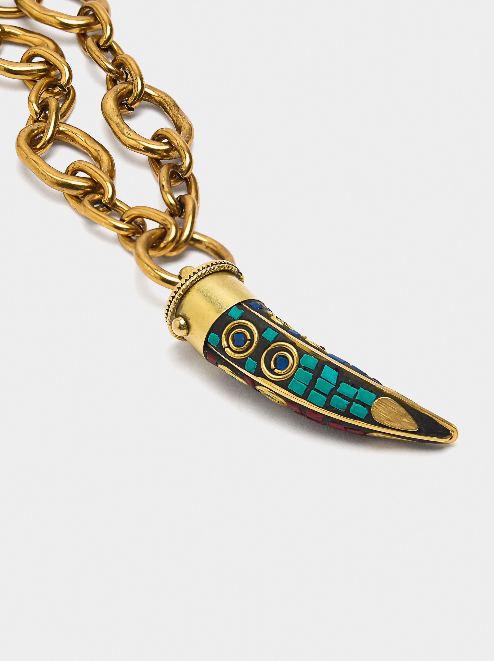 Collana lunga in maglie con pendente image number 2.0