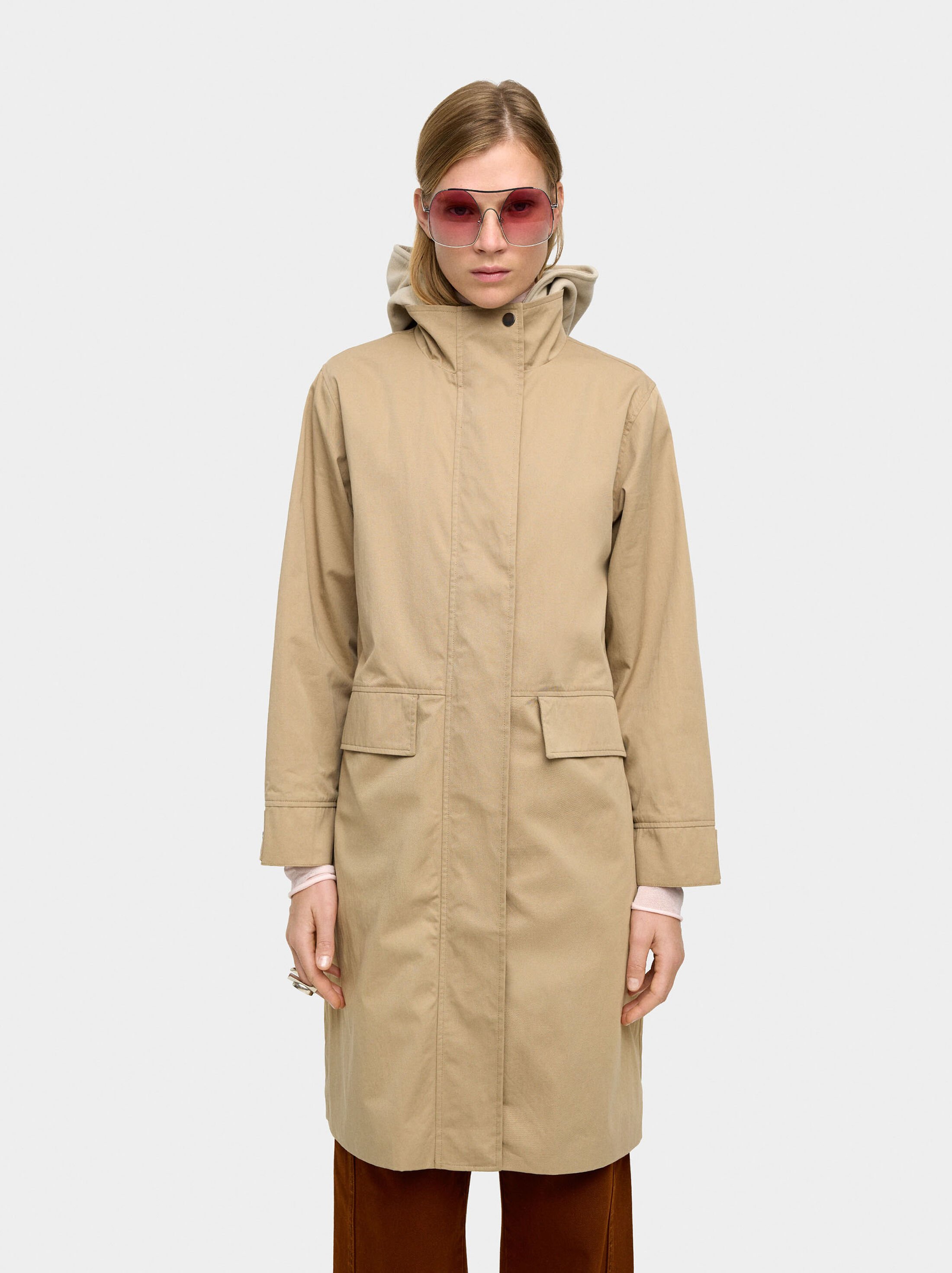 Cotton parka with removable hood image number 2.0