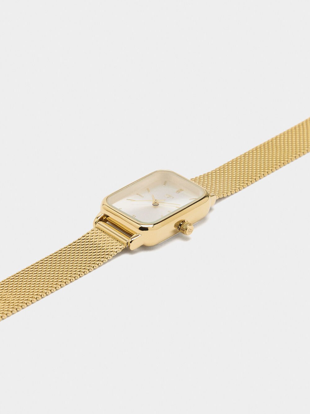 Montre rectangulaire bracelet en maille en acier inoxydable