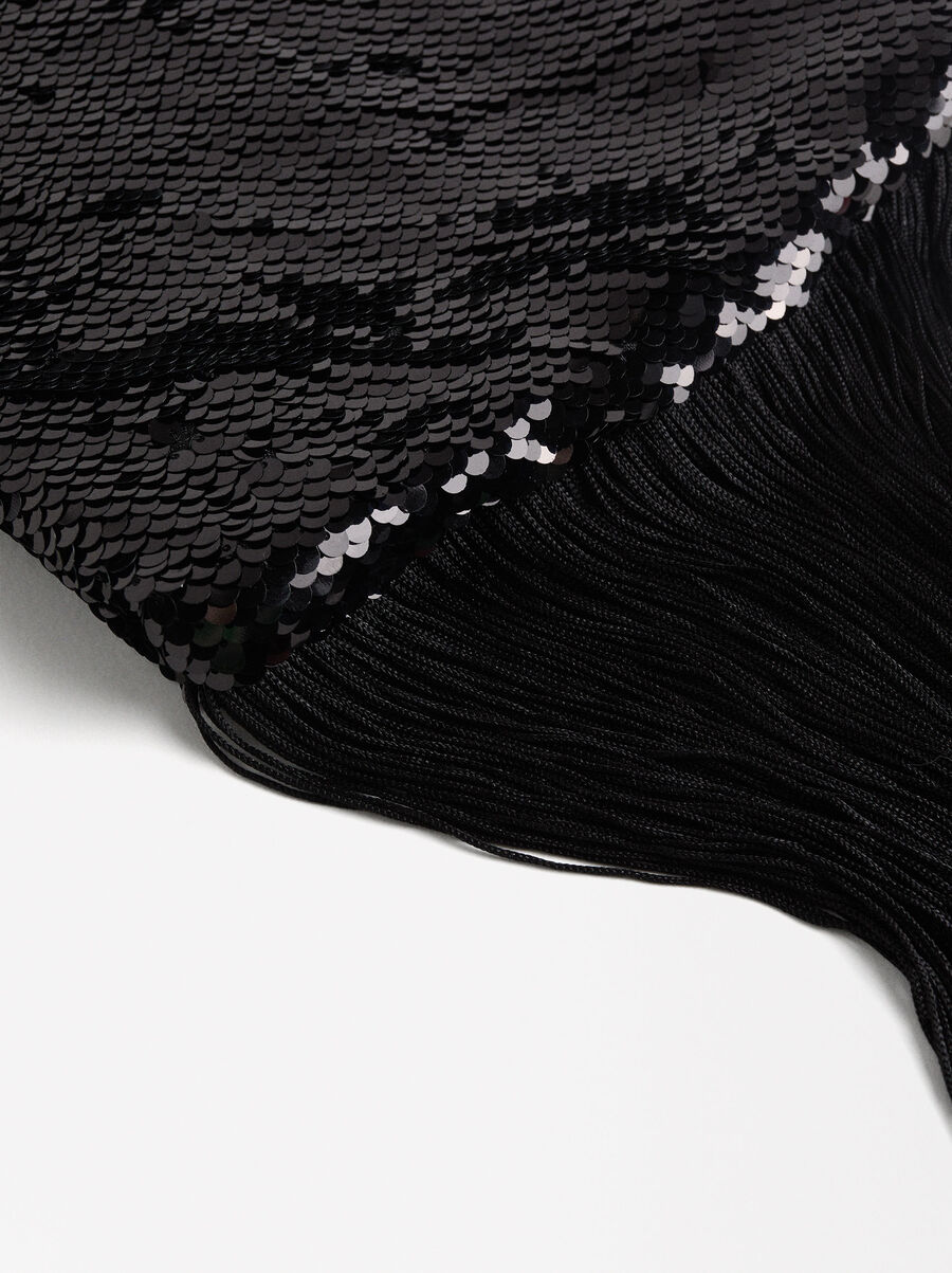 Bolso de fiesta con lentejuelas y flecos