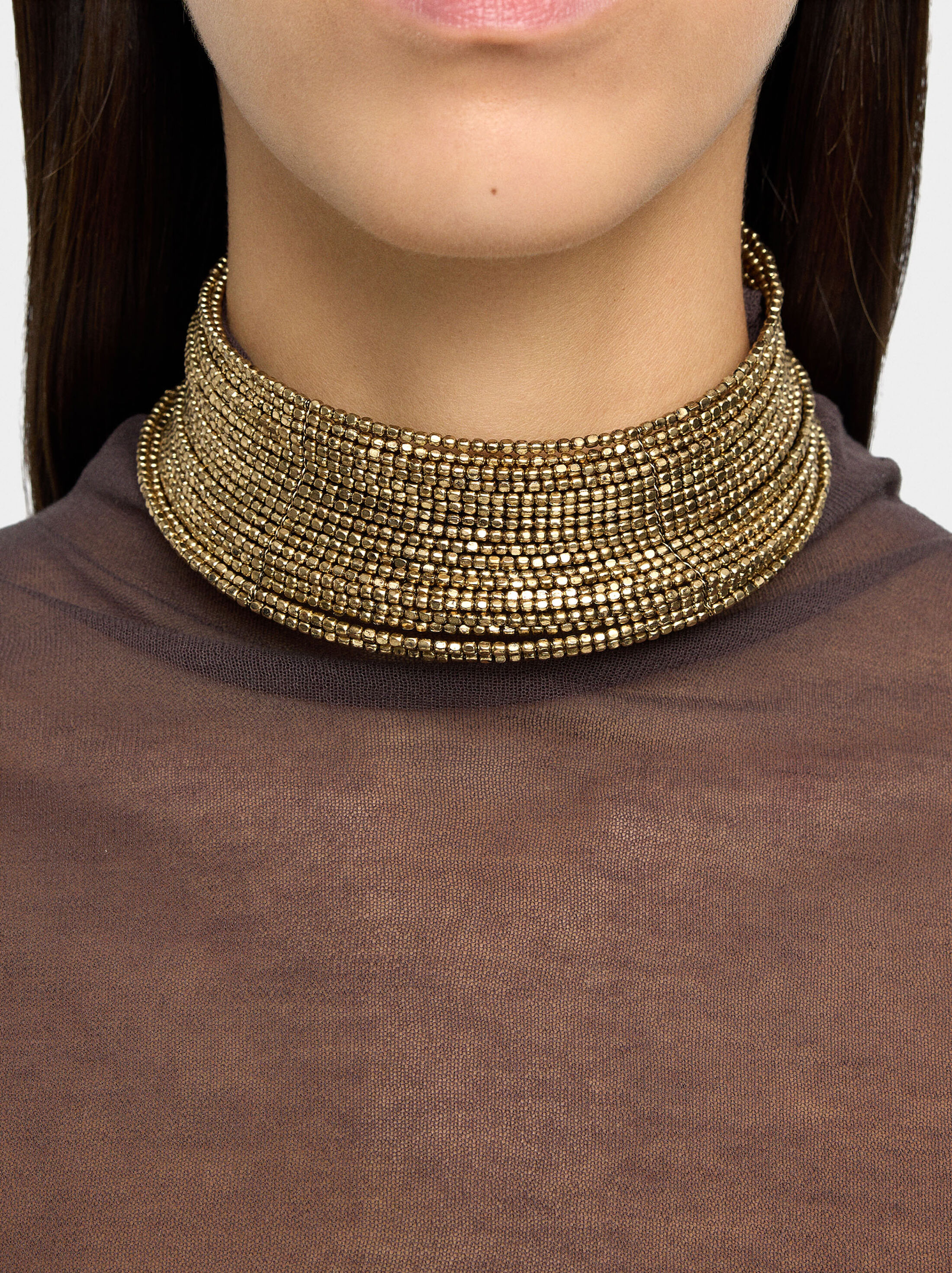 Short multi-collar glass bead necklace image number 1.0