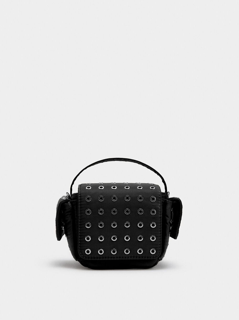 Nylon crossbody bag with studs