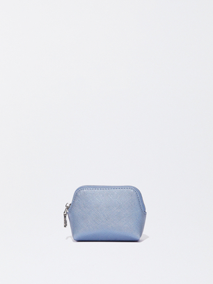 Coin Purse With Zip Fastening, Blue, hi-res