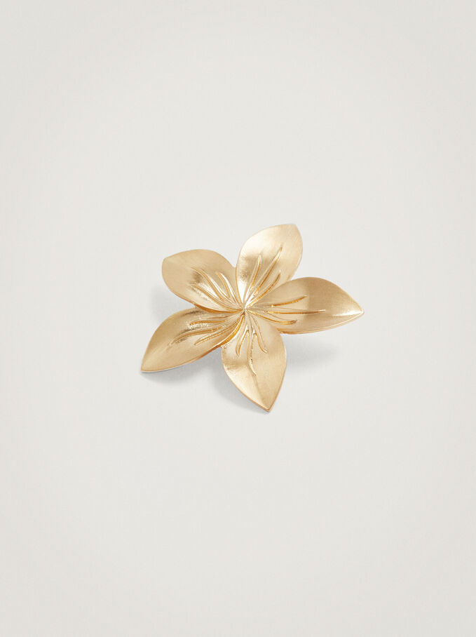 Flower Earrings, Golden, hi-res
