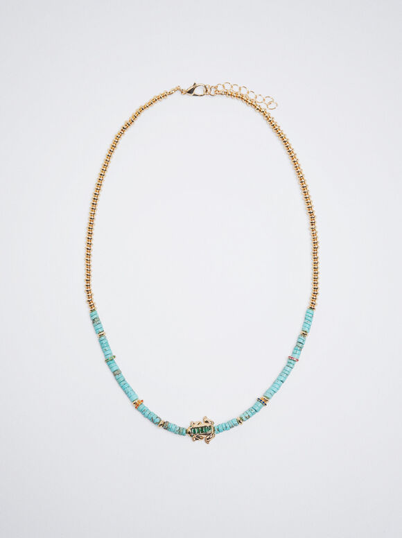 Necklace With Stone And Zirconia, Multicolor, hi-res