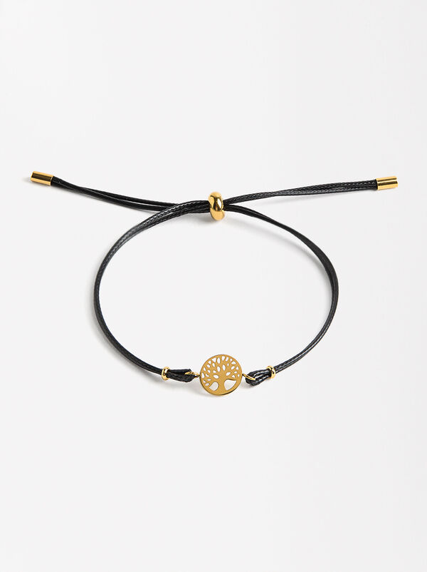 Adjustable Bracelet with Charm - Stainless Steel