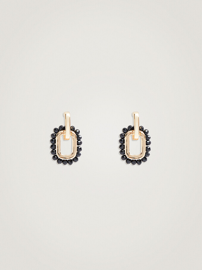 Earrings With Beads, Black, hi-res