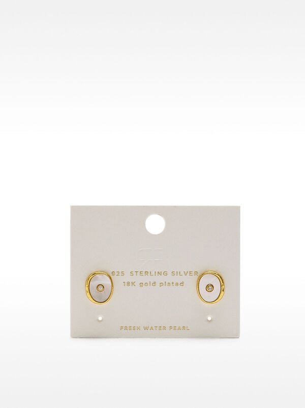 Freshwater pearl earrings with zirconia - 925 sterling silver