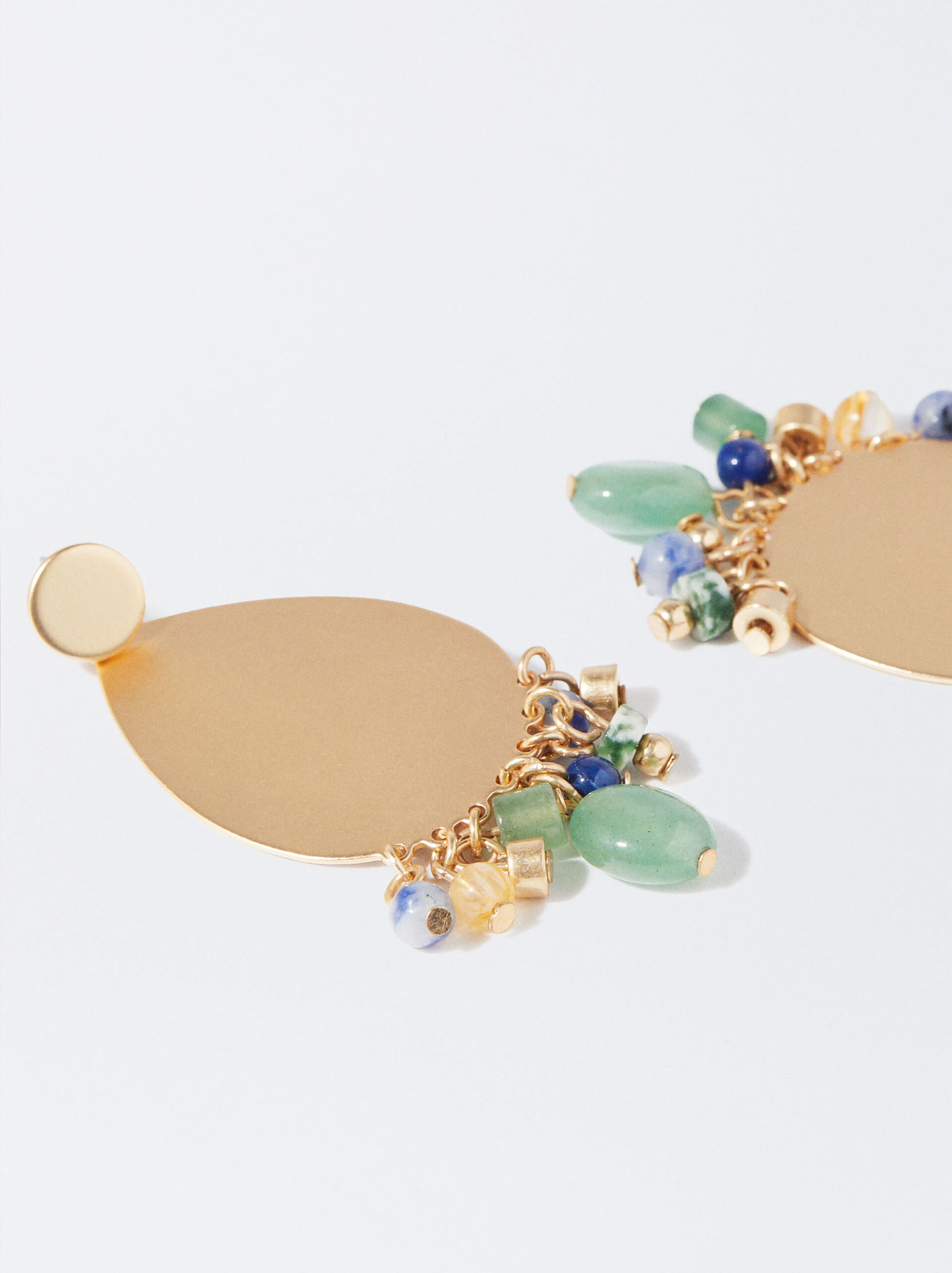 Gold-Toned Earrings With Stone image number 2.0