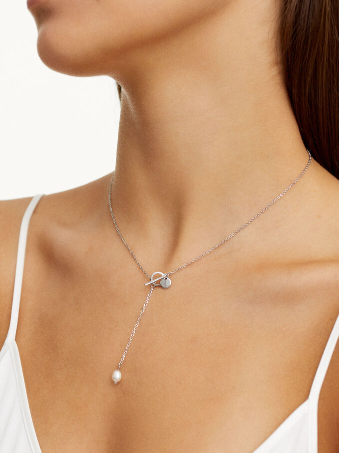 Necklace With Freshwater Pearl, Silver, hi-res