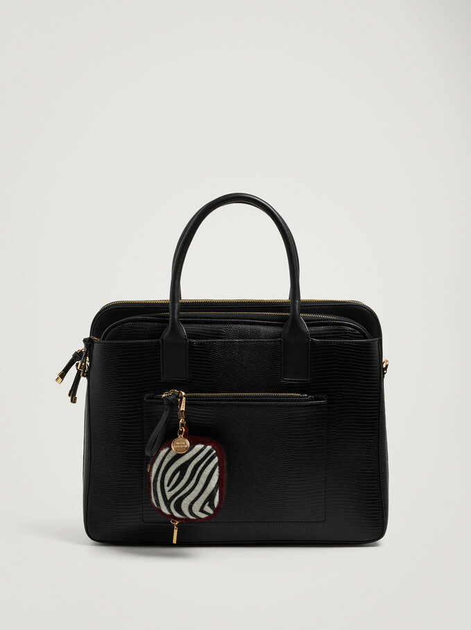 Embossed Briefcase For 15” Laptop Black Woman Briefcases