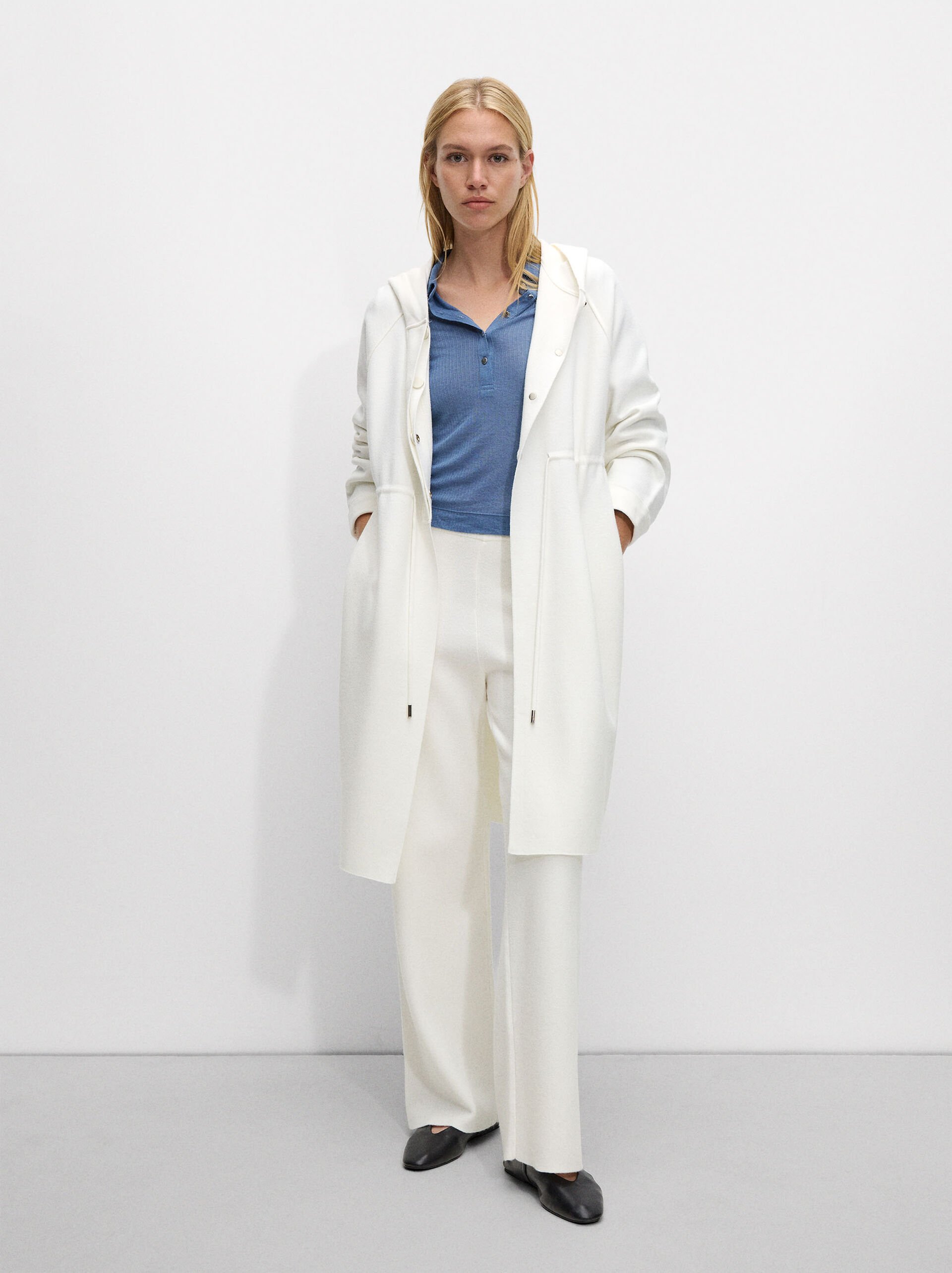 Knit cardigan with hood image number 0.0