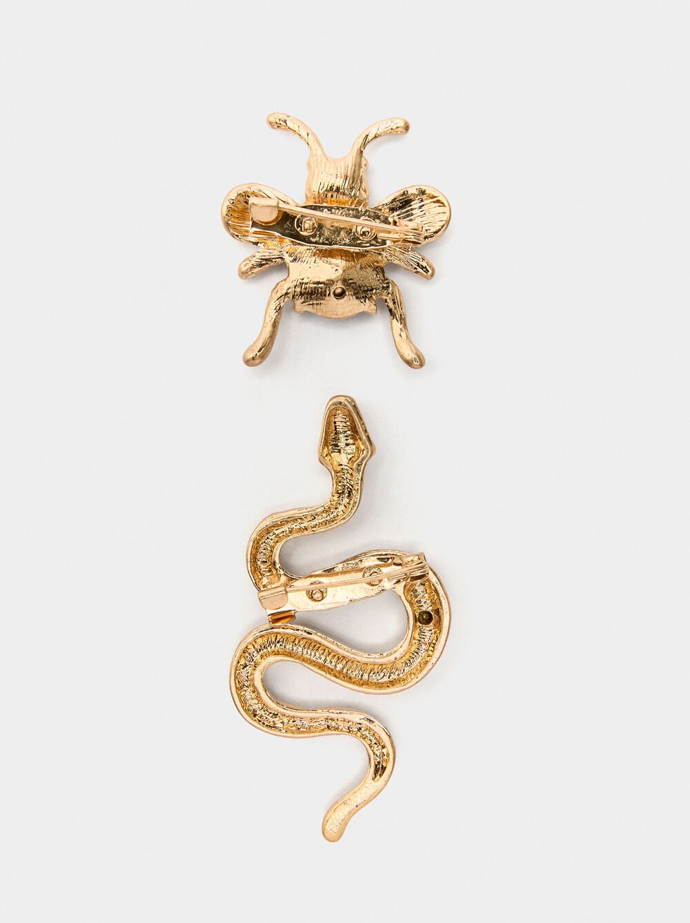 Set of brooches with bee and snake