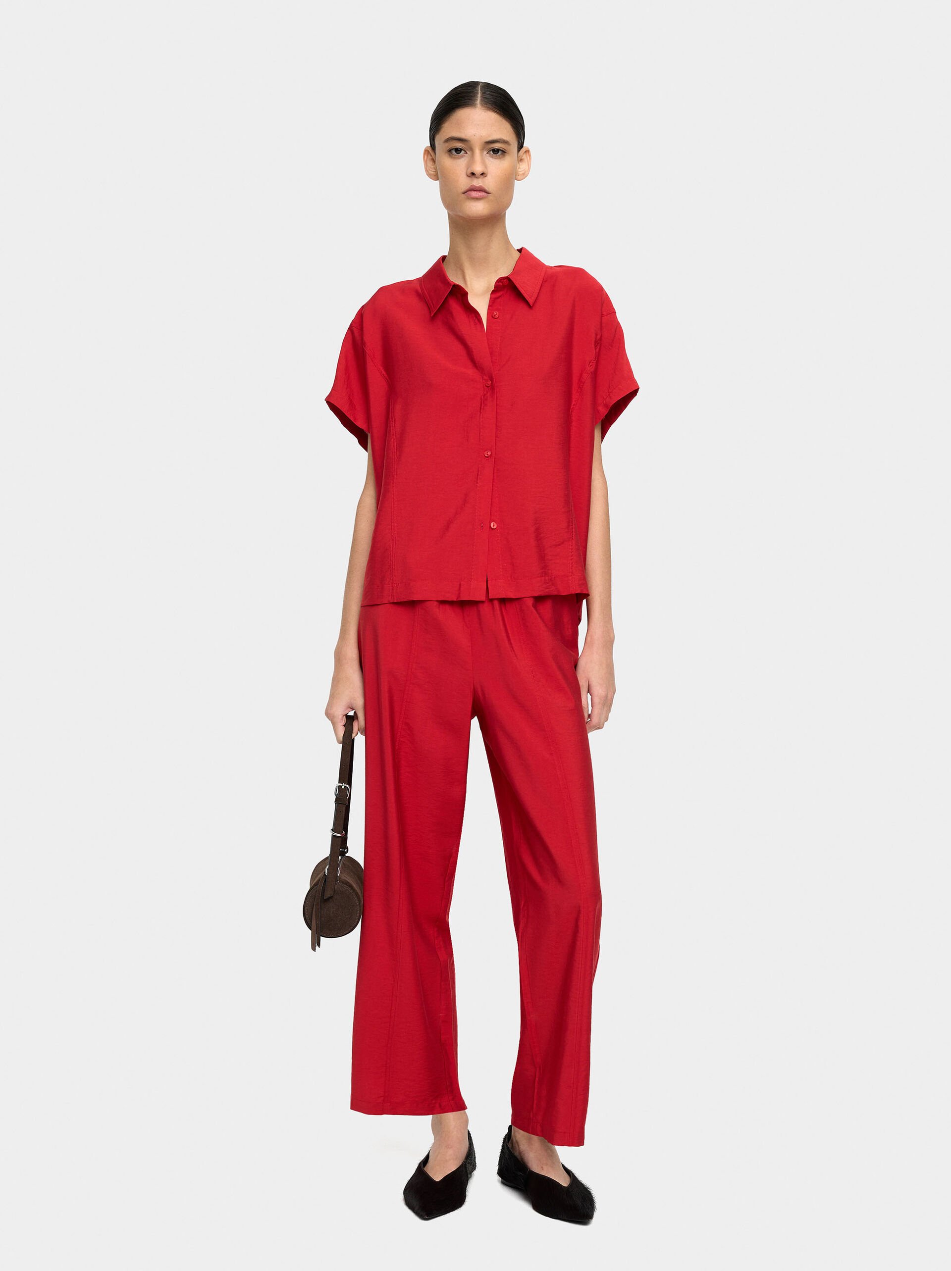 Pantalon avec taille élastique effet froissé image number 2.0