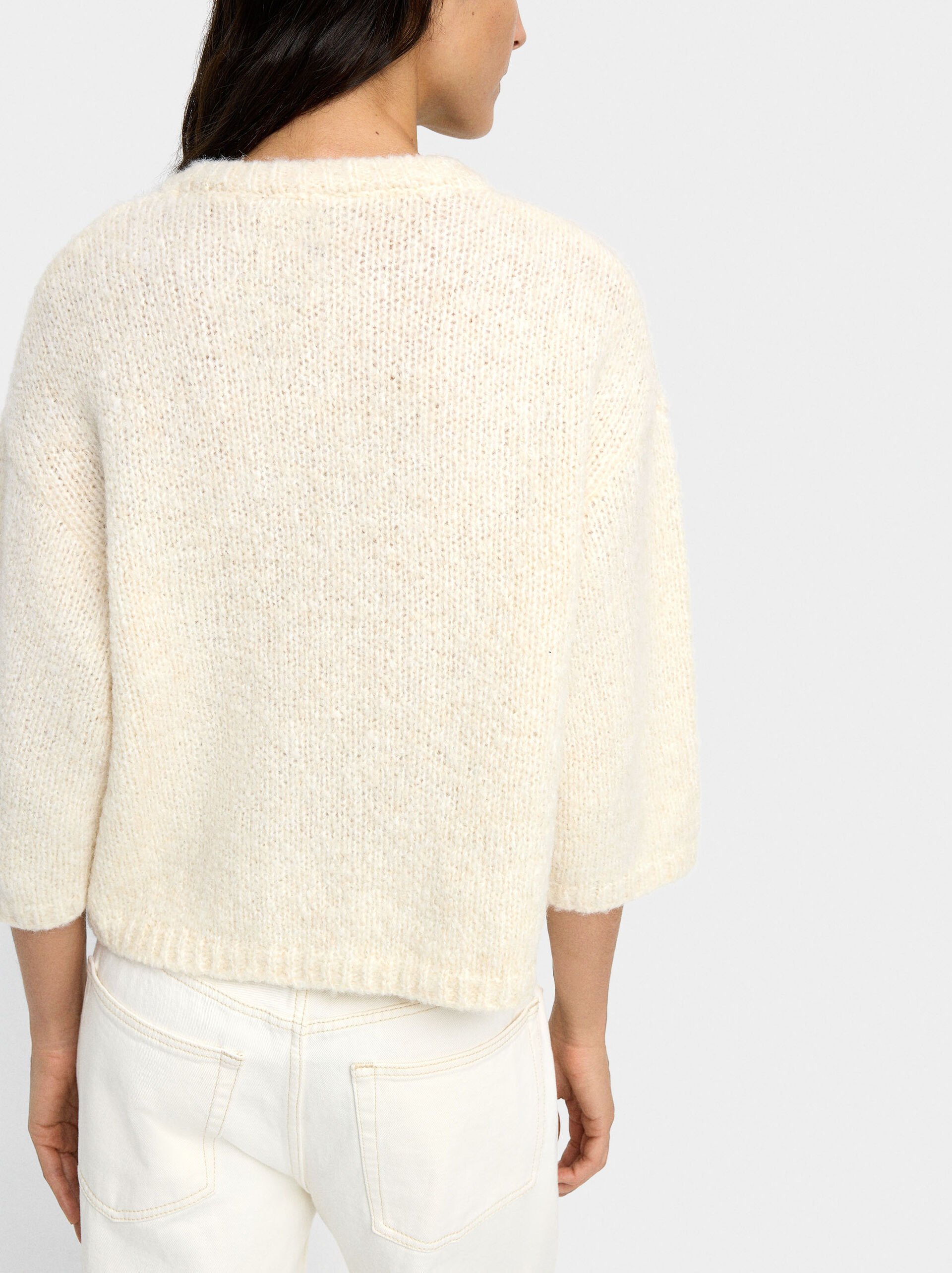 Plain knit sweater image number 4.0