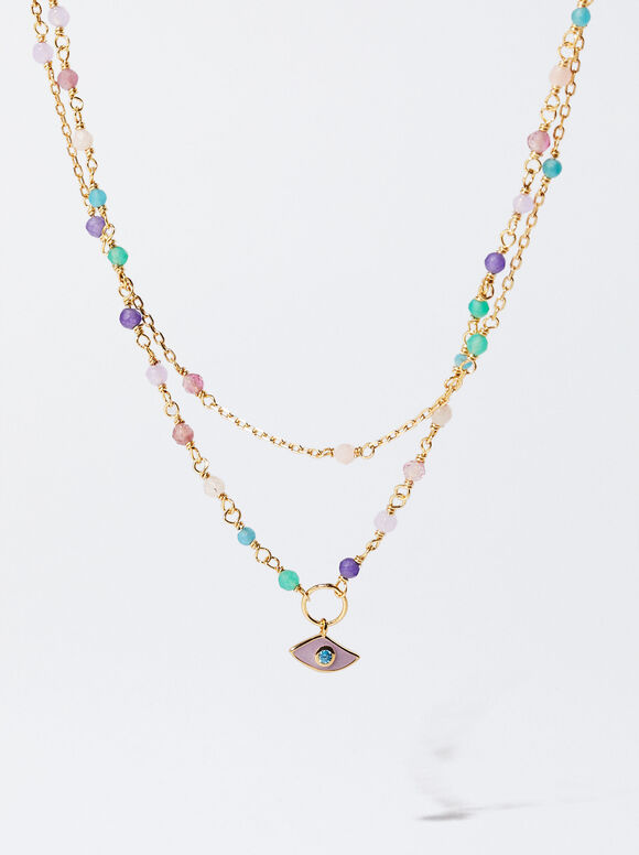 925 Silver Necklace With Zirconia, Multicolor, hi-res