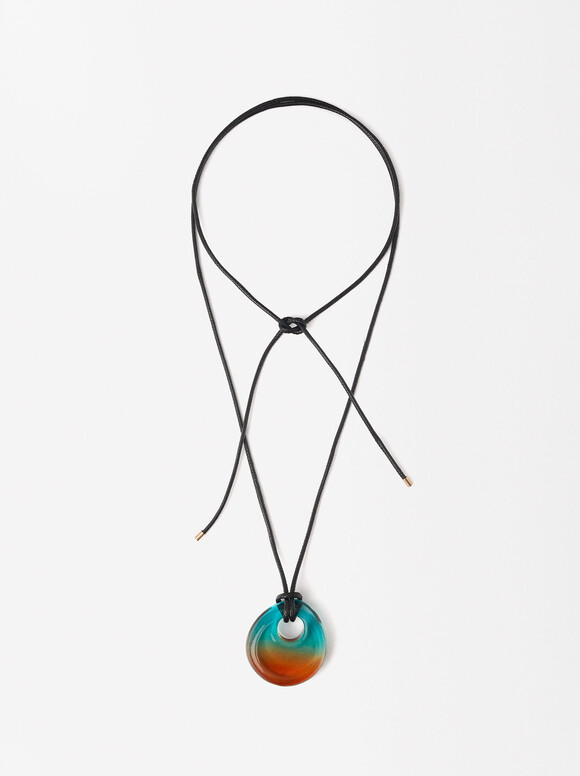 Cord Neckalace With Pendant, Multicolor, hi-res
