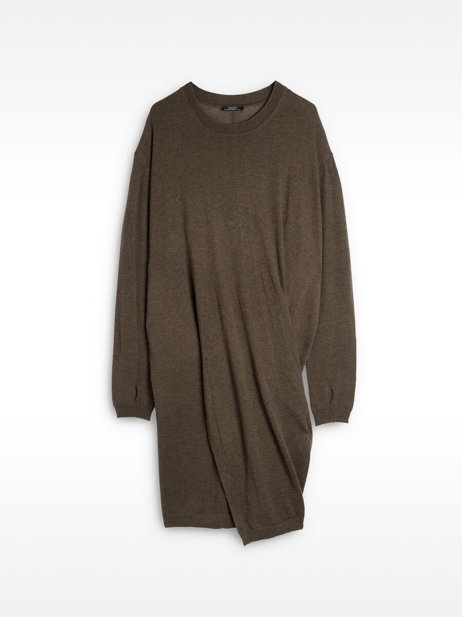 Knit dress with draping