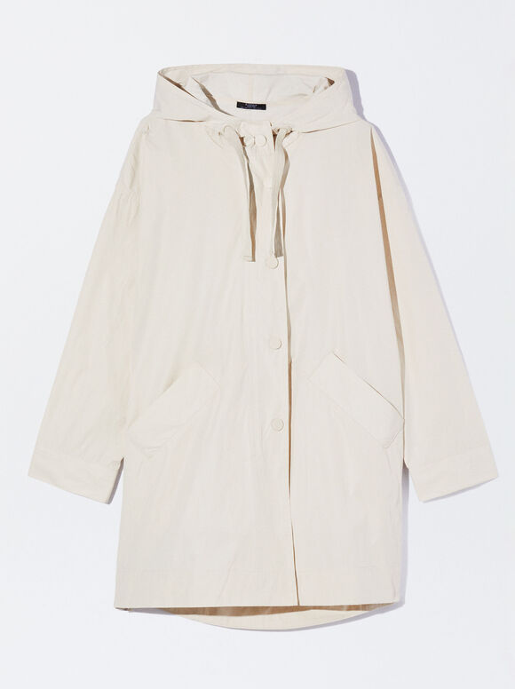 Online Exclusive - Parka With Pockets And Hood, Ecru, hi-res