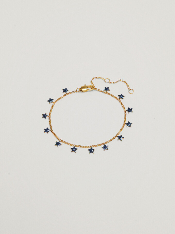 Steel Bracelet With Stars, Blue, hi-res