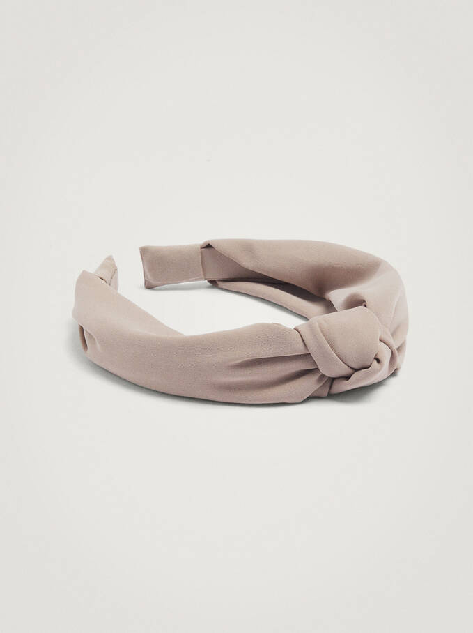 Wide Headband With Knot, Beige, hi-res