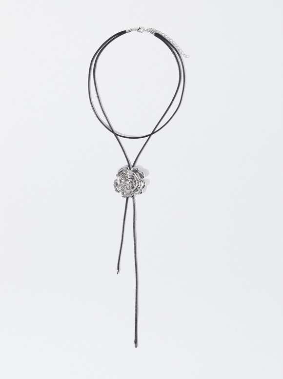 Rope Necklace With Flower, , hi-res