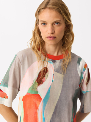 Online Exclusive - Kleid Aus Bedruckter Baumwolle, Mehrfarbig, hi-res