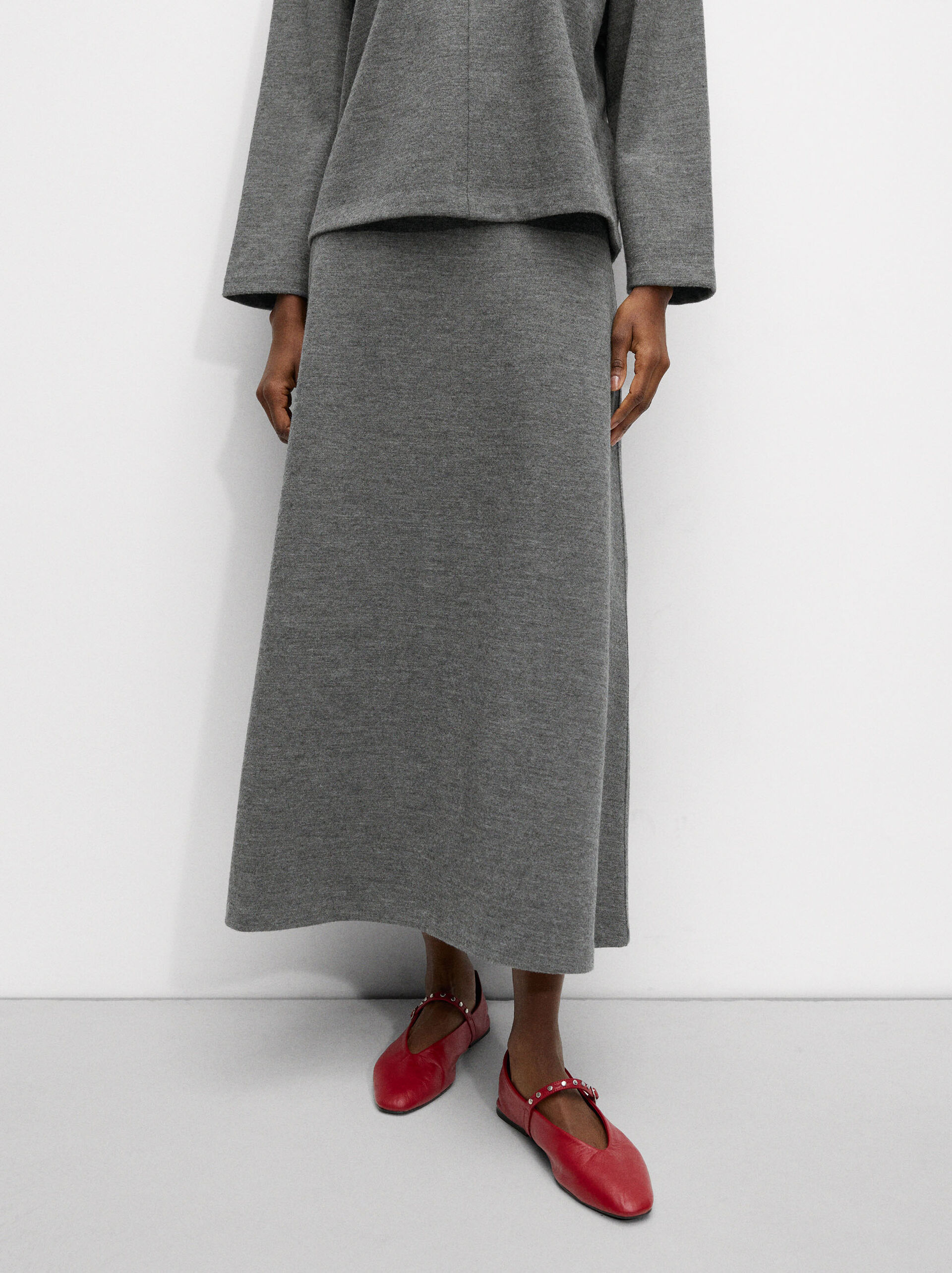 Knit skirt with wool blend image number 1.0