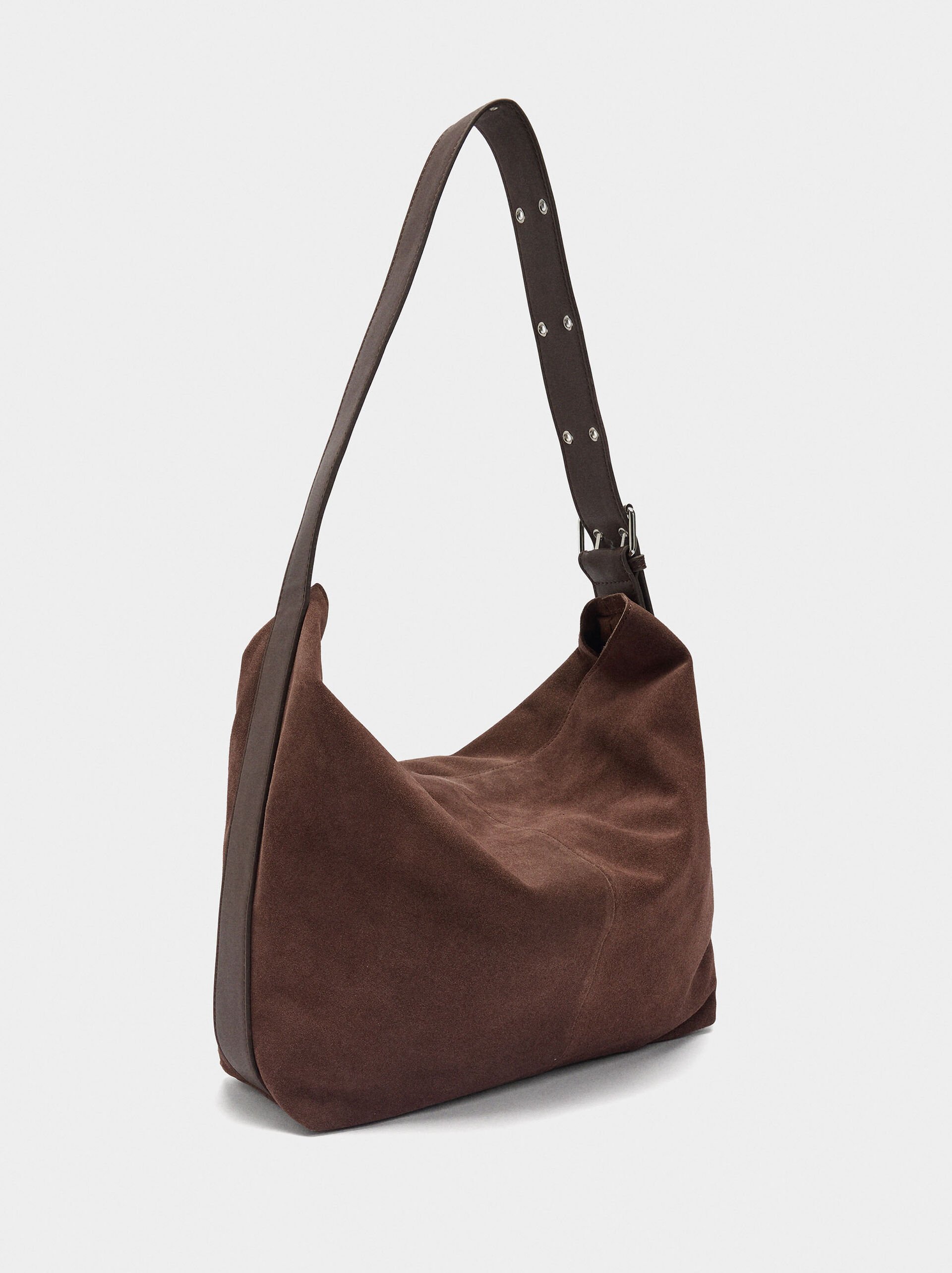 Sac à épaule en cuir suédé L image number 2.0