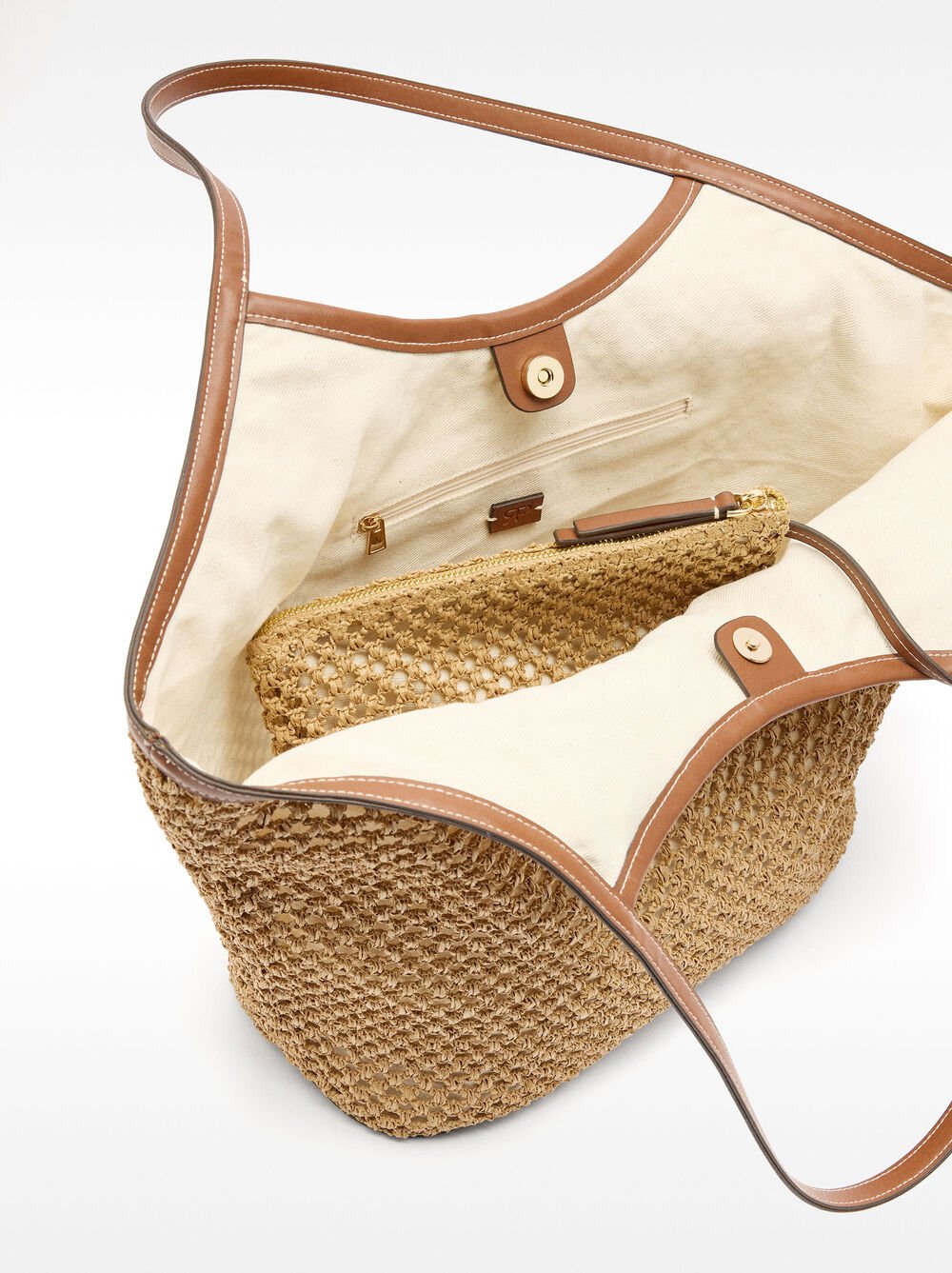 Straw-effect shopper bag