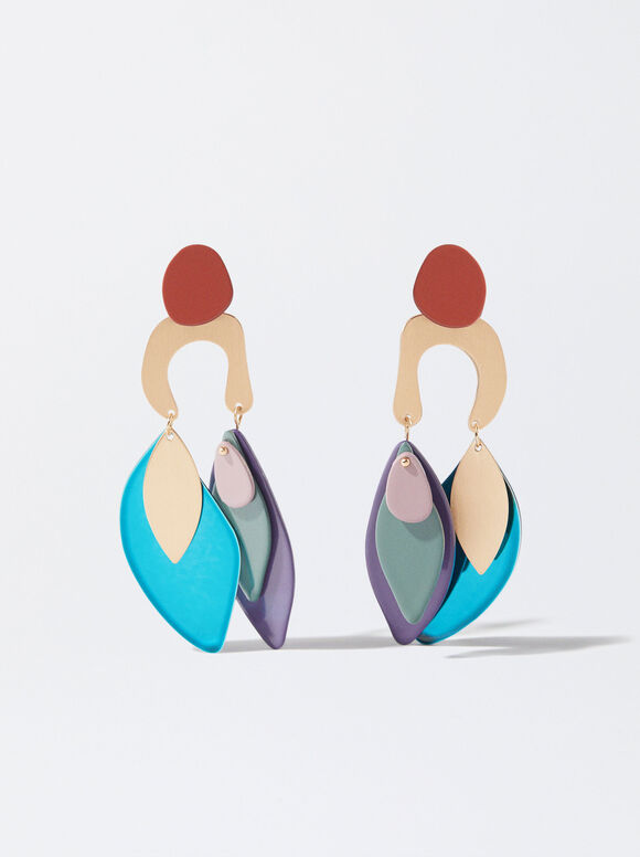 Resin Earrings, Multicolor, hi-res