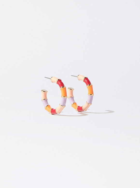 Multicoloured Hoop Earrings, Multicolor, hi-res