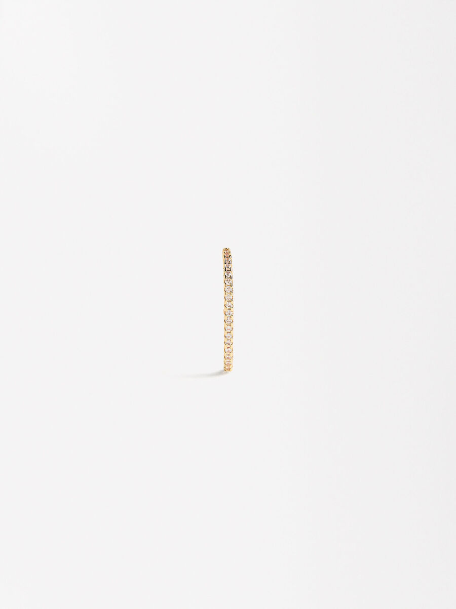 Single pavé bar earring with zirconia 