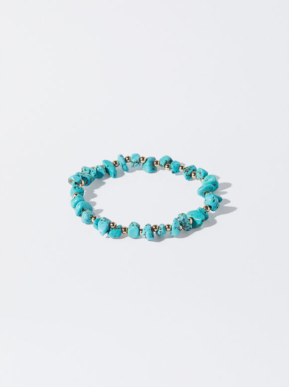 Elastic Bracelet With Stone, Blue, hi-res