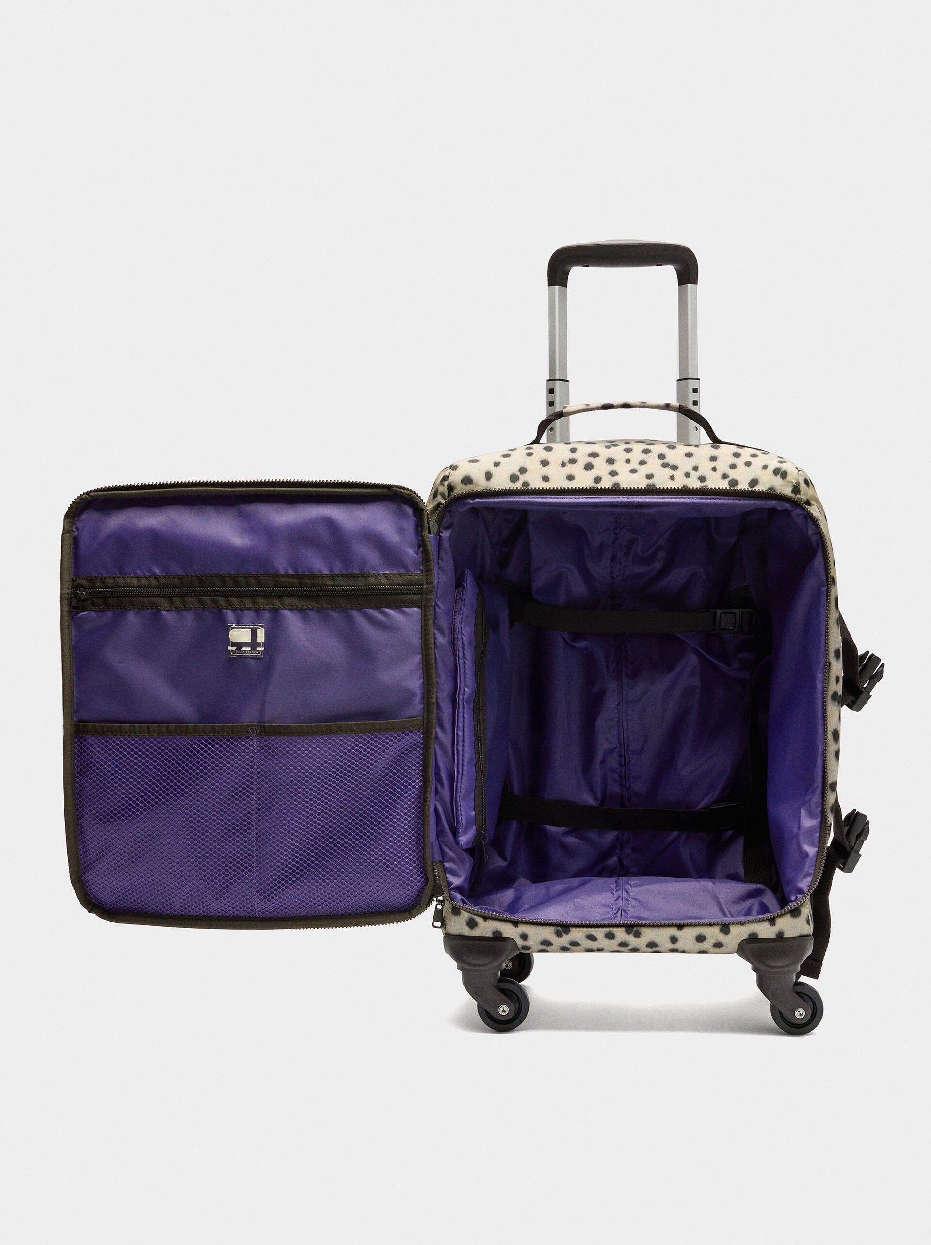 Travel suitcase with animal printed nylon image number 4.0