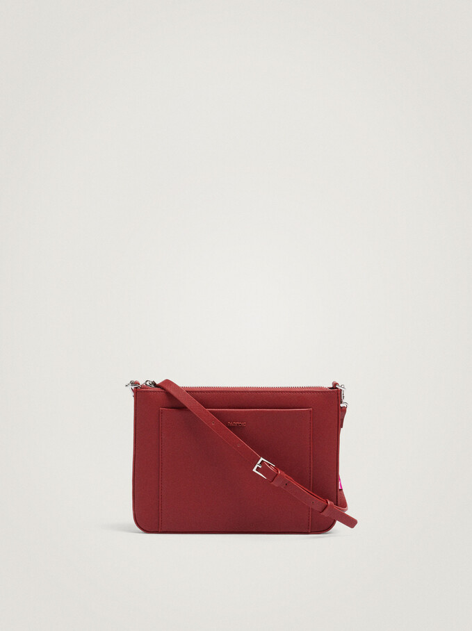 Crossbody Bag With Outer Pocket, Brick Red, hi-res