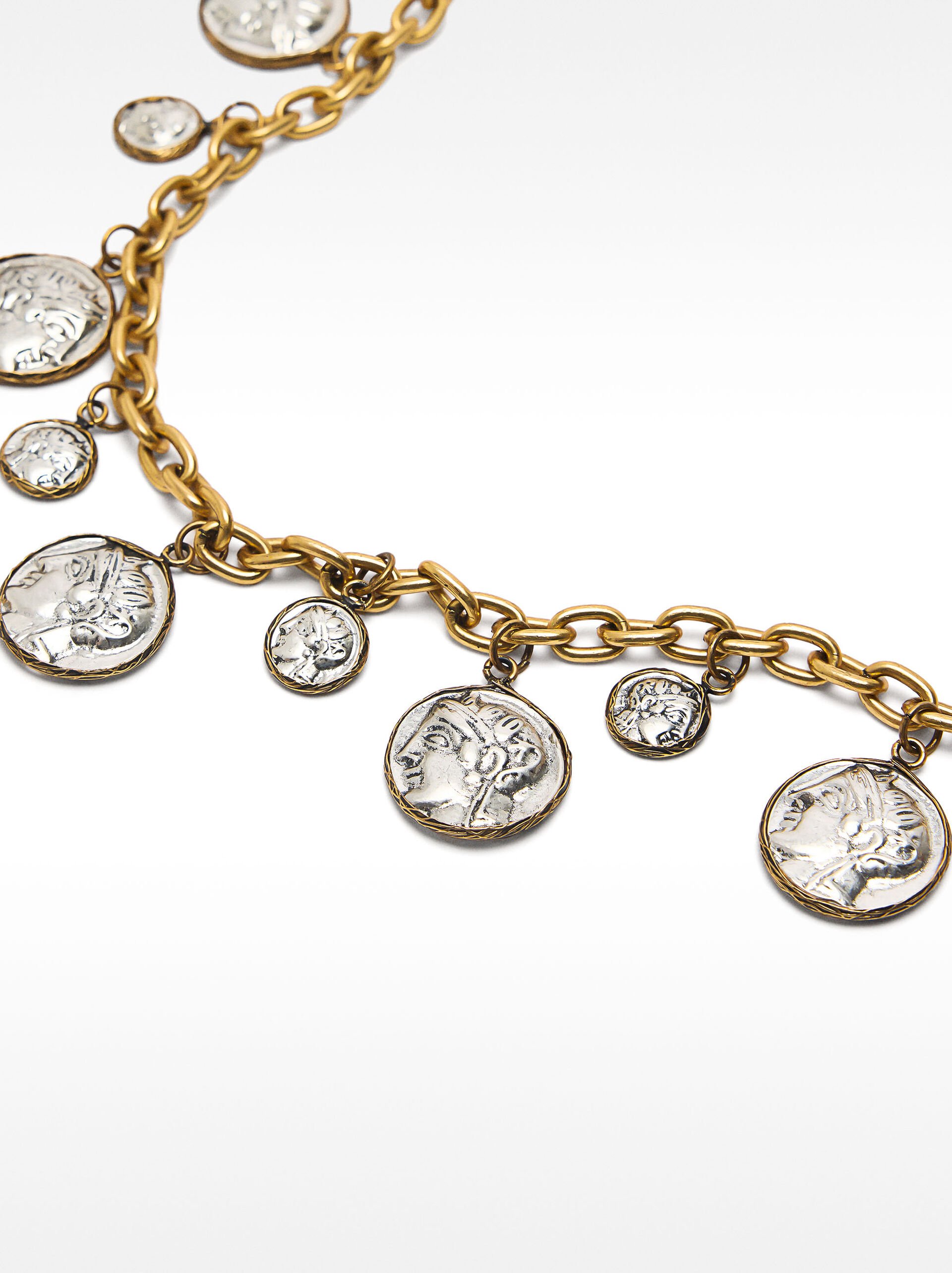 Chain necklace with aged-effect medals image number 2.0