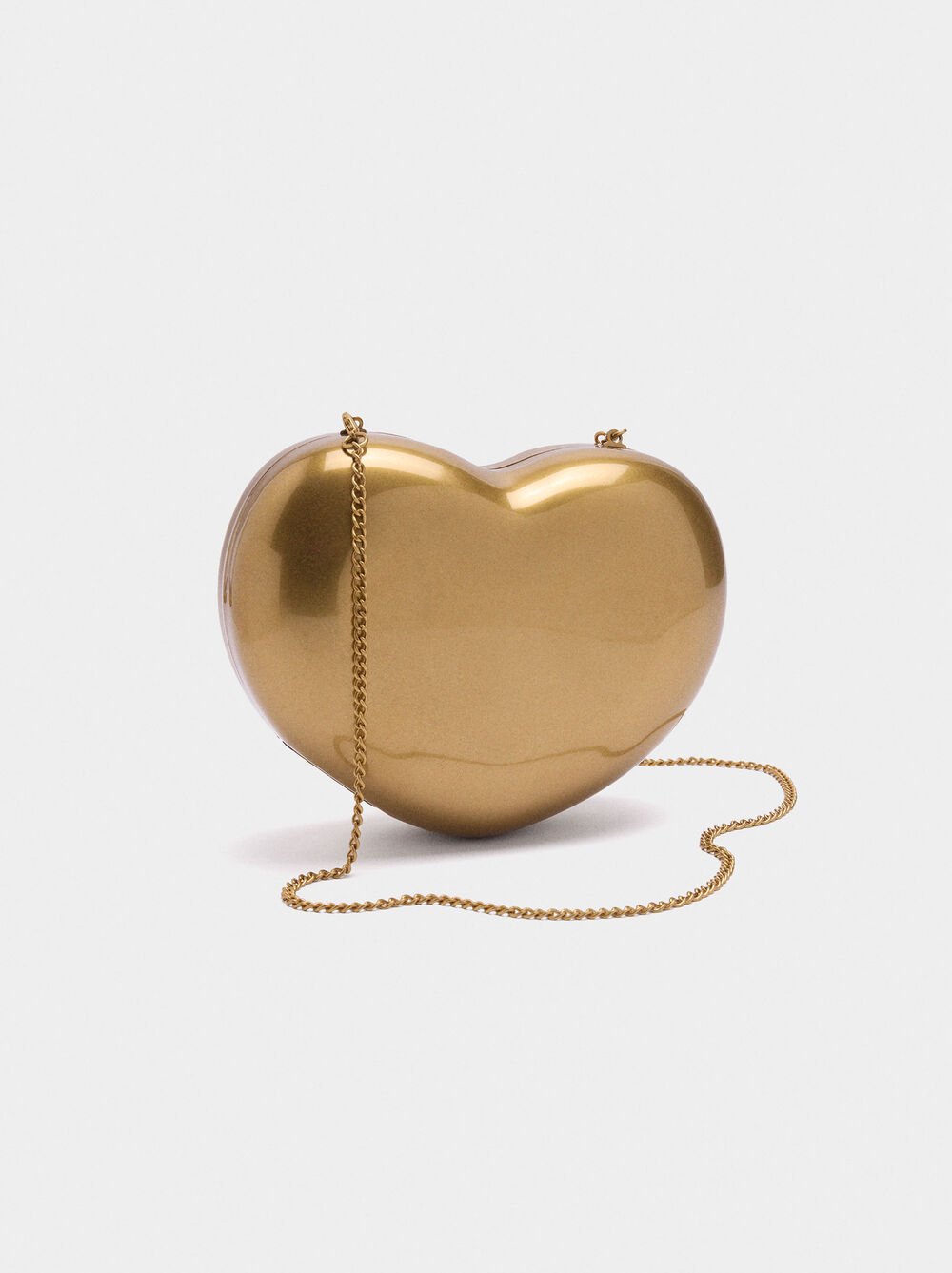 Metallic heart party clutch