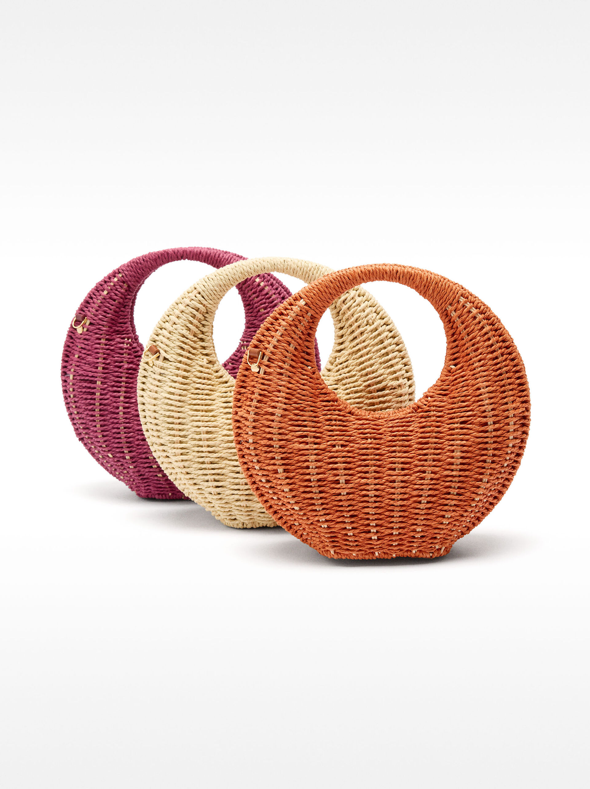 Round straw-effect crossbody bag image number 5.0