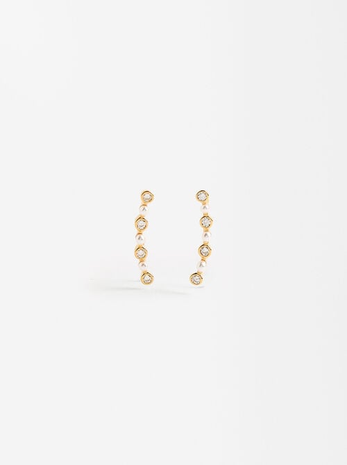 Orecchini con zirconi e perle - argento sterlingo 925