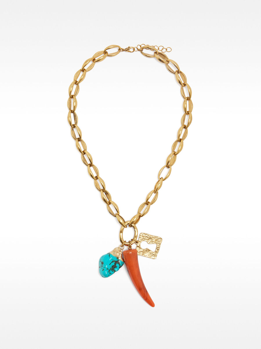 Short necklace of links with stone pendants
