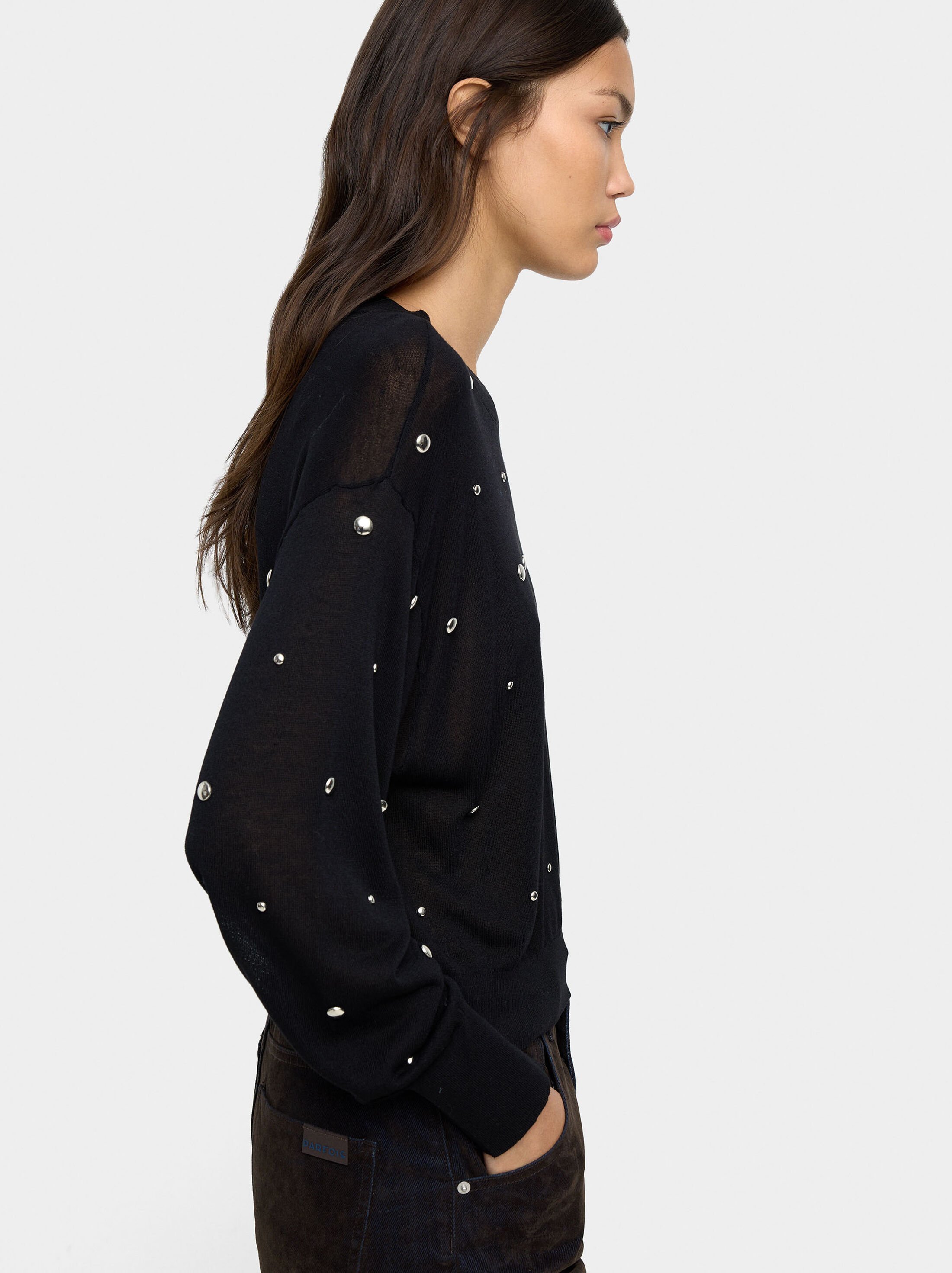 Knit sweater with studs image number 2.0