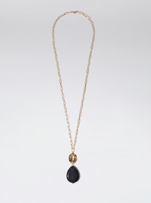 Necklace With Stone, Blue, hi-res
