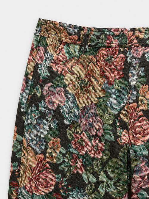 Floral jacquard trousers