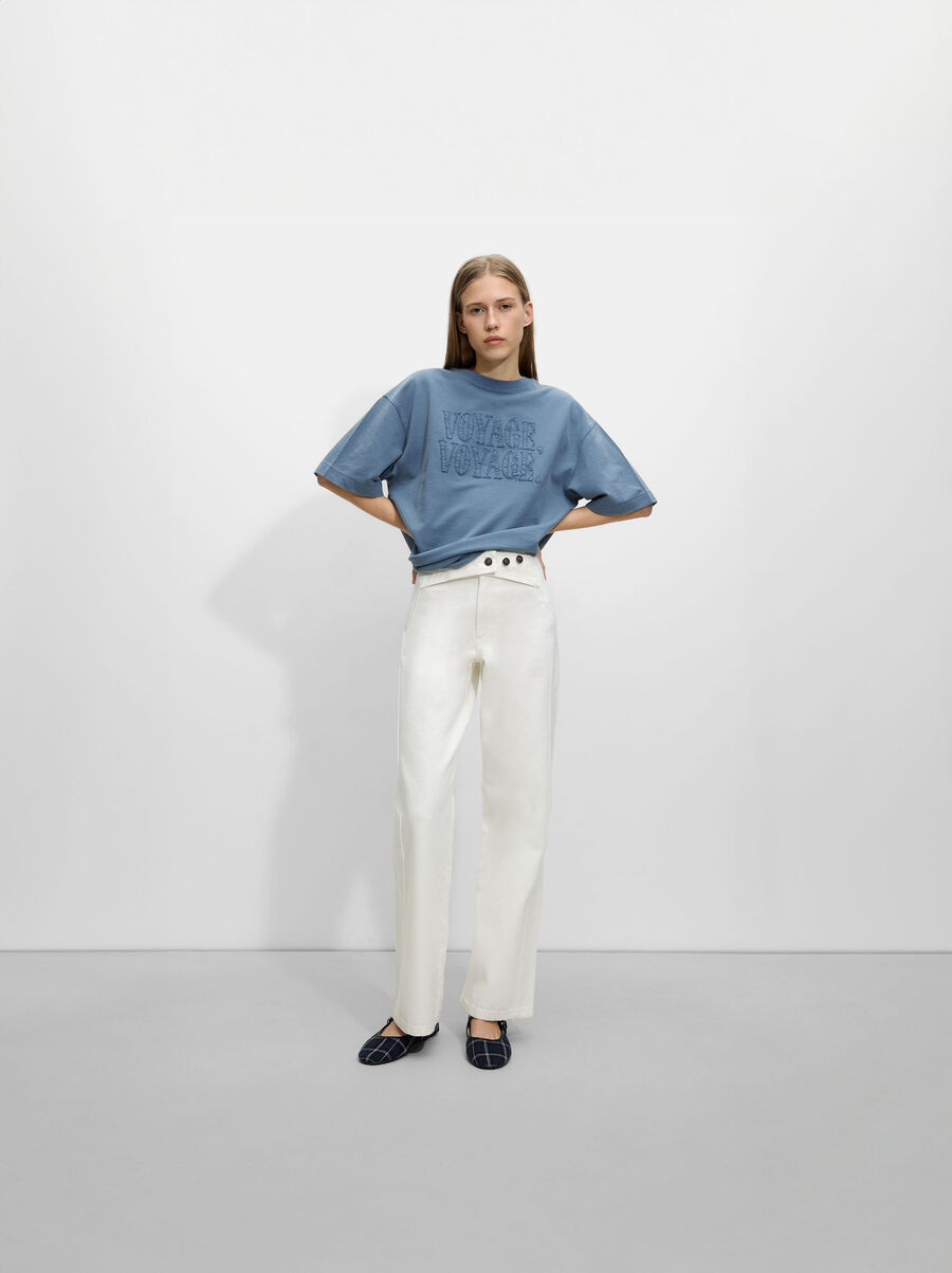 Cross detail denim pants