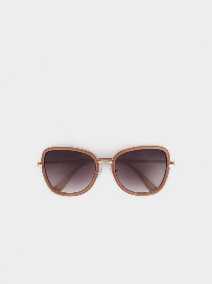 Sunglasses With Resin Frame, Beige, hi-res