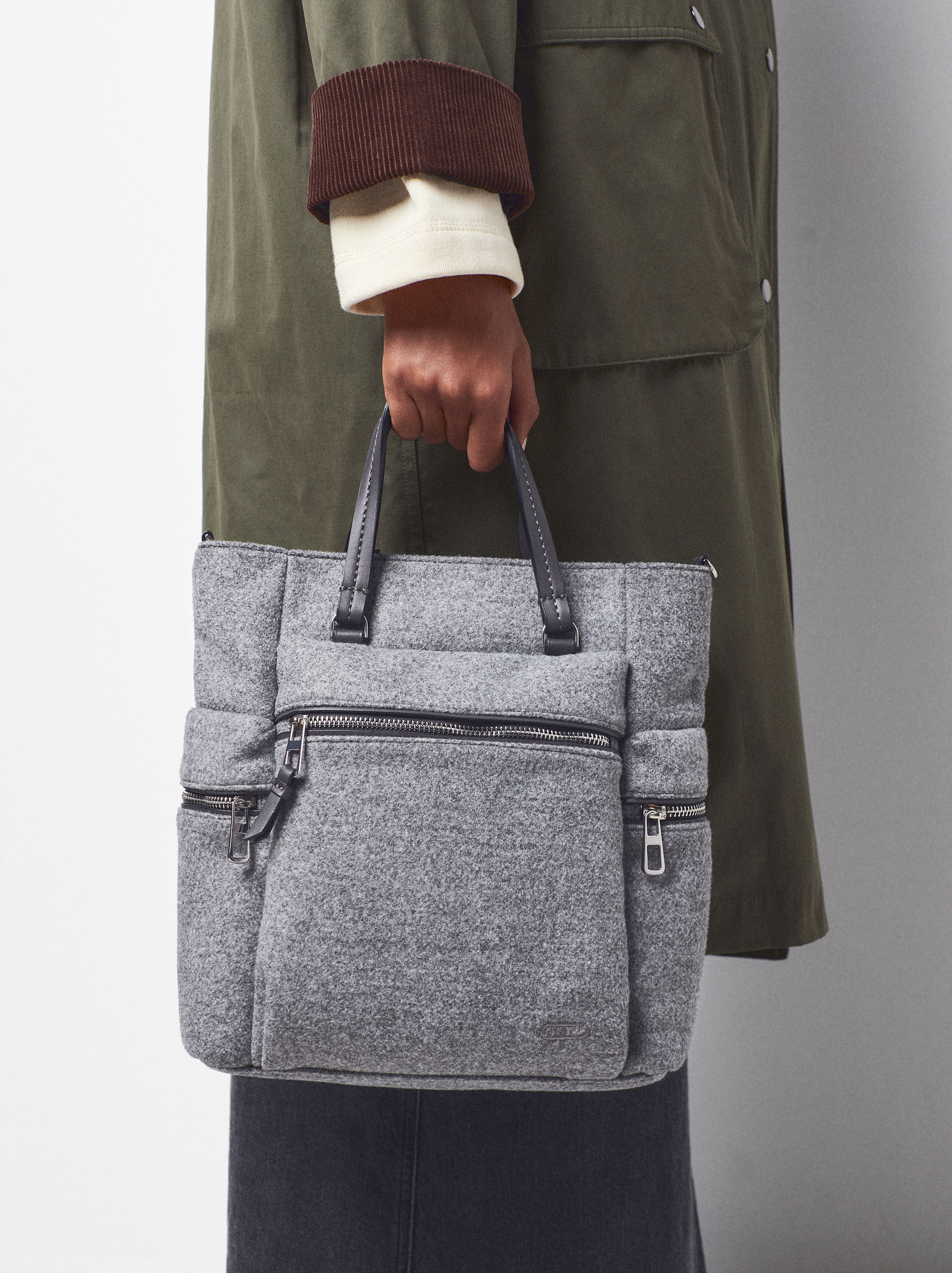 Grey new arrivals felt backpack