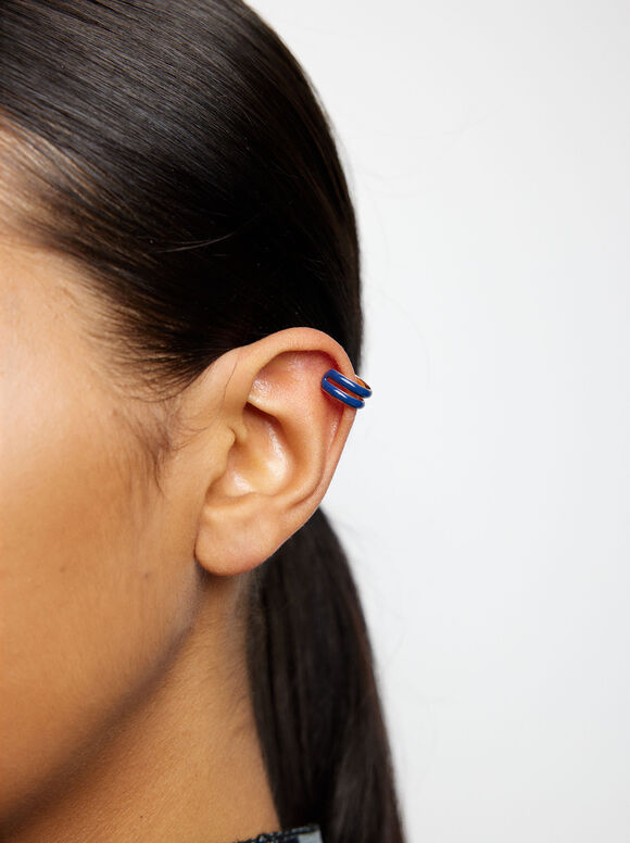Ear Cuff With Enamel, Navy, hi-res