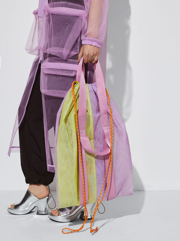 Online Exclusive - Mesh Fabric Tote Bag, Multicolor, hi-res
